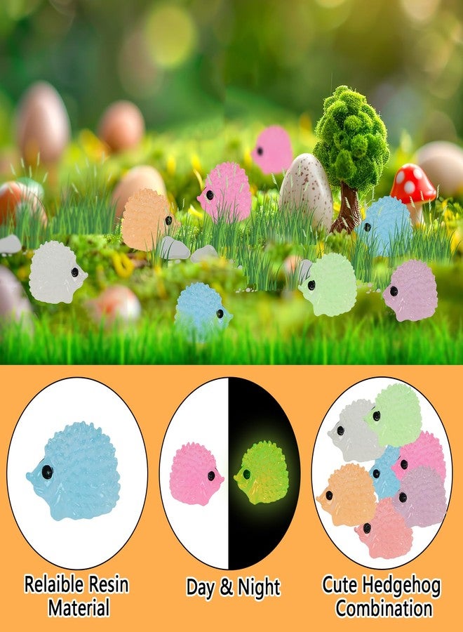 BENOSPACE Resin Luminous Hedgehogs, BENOSPACE 70Pcs Mini Luminous Hedgehog Figurines Tiny Cute Animal Ornament Glow in The Dark Hedgehog Statues for DIY Cake Topper Decor Micro Landscape Fairy Garden - Image 3